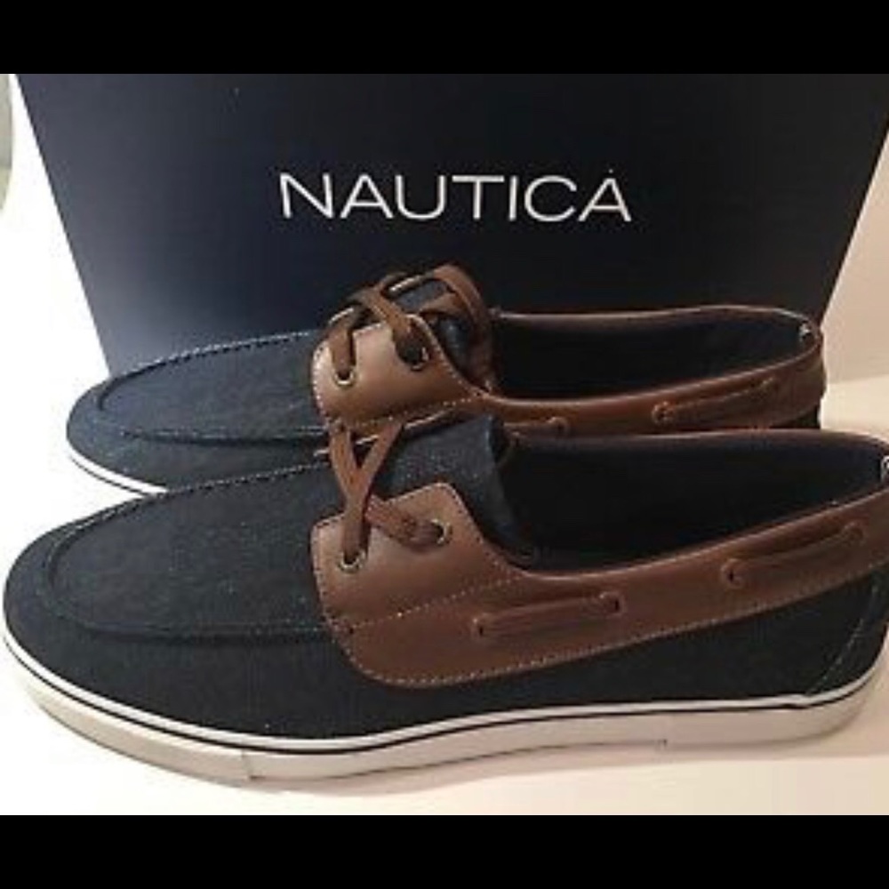 Nautica Galley Men’s Denim/faux leather NWOT